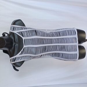 Women's shredded white rave muscle shirt, looks great over a sport bra or bikini